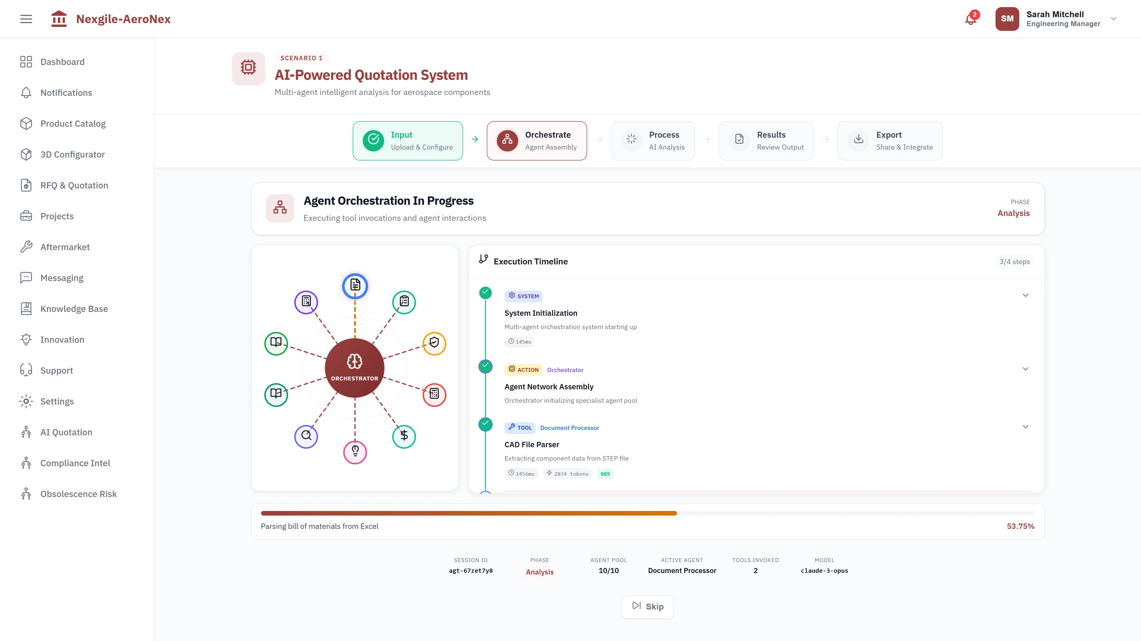 Agent Orchestration - View 11 AI agents collaborating on document analysis