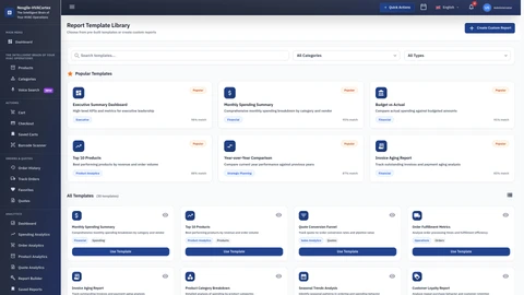 Analytics Reports Templates - Custom report builder with template management interface