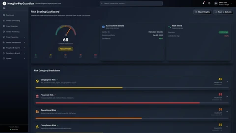 Risk Analytics & Scoring - Customizable risk scoring dashboard with weight adjusters