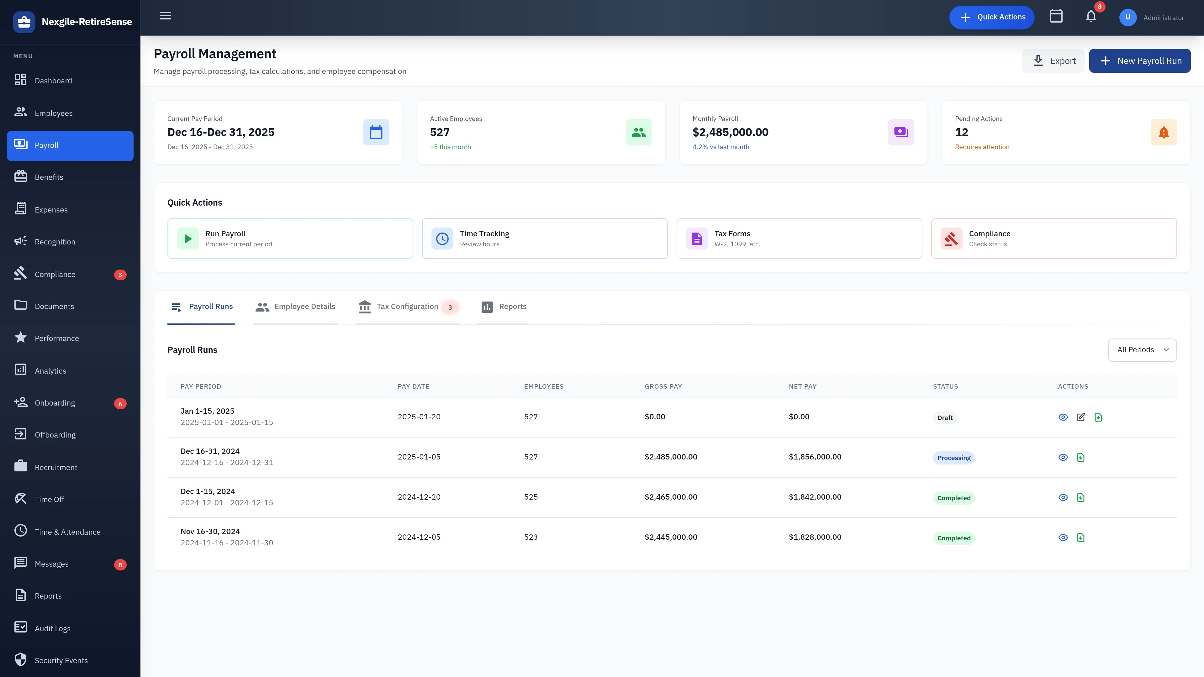 Payroll Management Dashboard