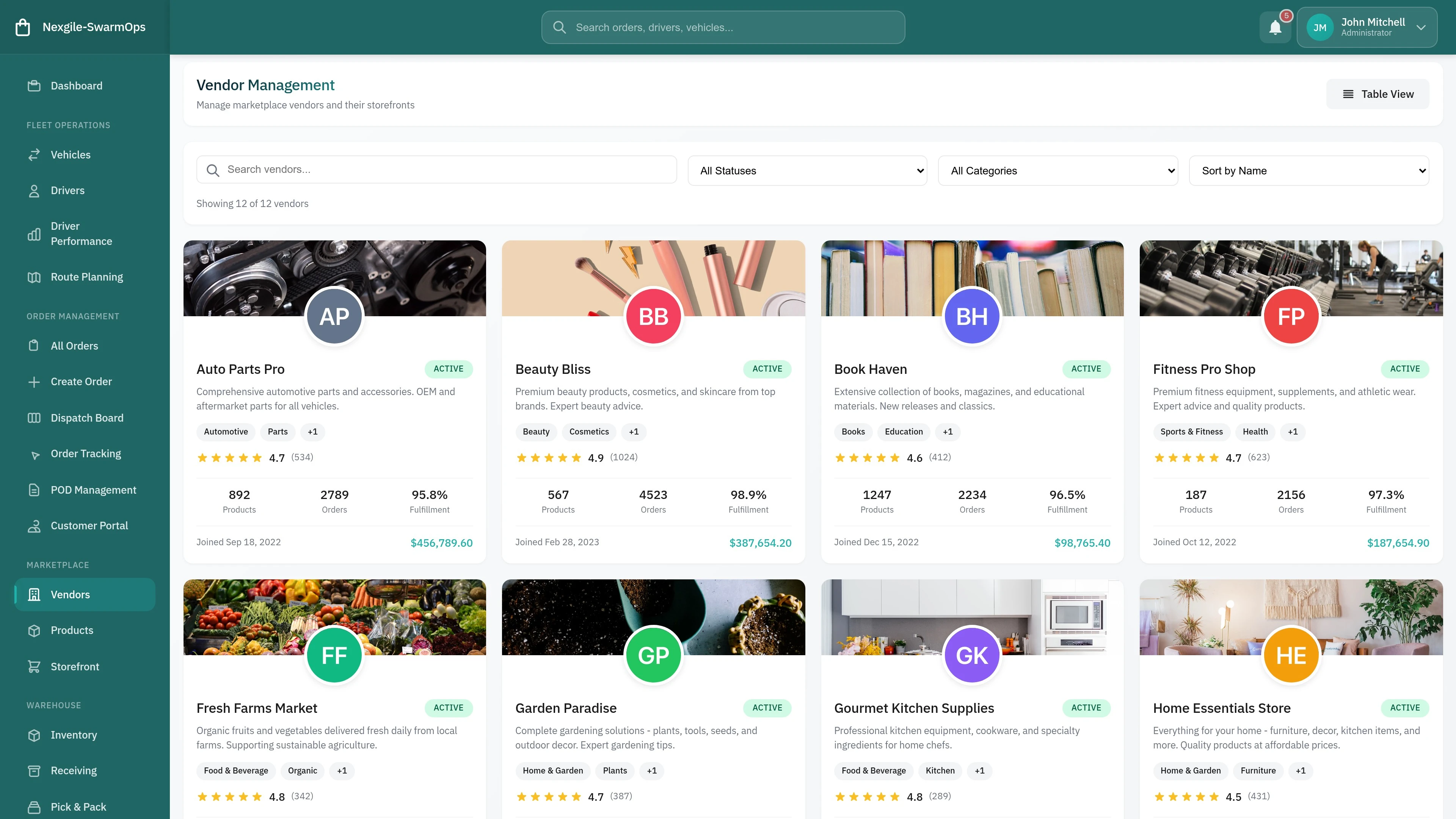 Marketplace Vendors Page